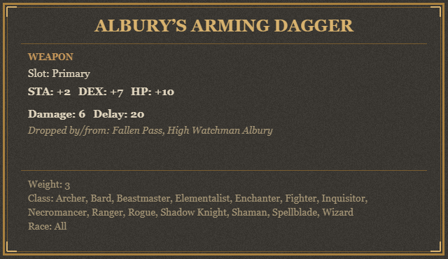 Albury’s Arming Dagger