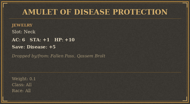 Amulet of Disease Protection