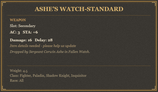 Ashe’s Watch-Standard