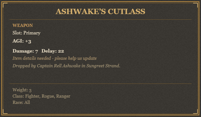 Ashwake’s Cutlass