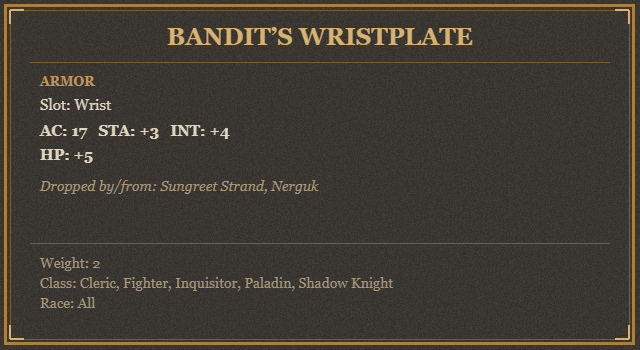 Bandit’s Wristplate