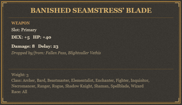 Banished Seamstress’ Blade
