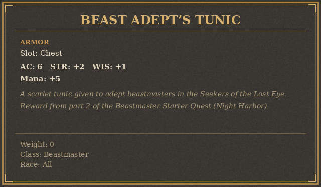 Beast Adept’s Tunic