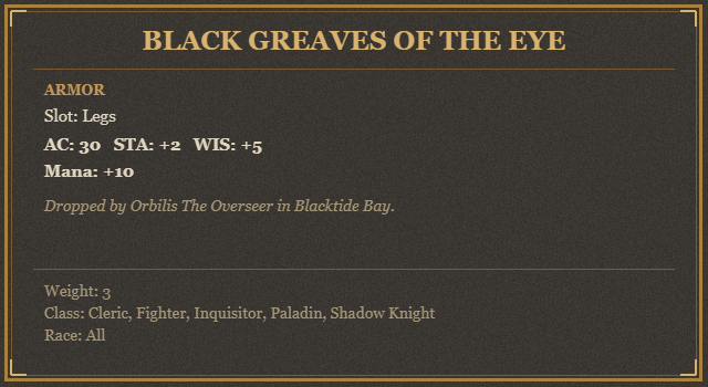 Black Greaves of the Eye