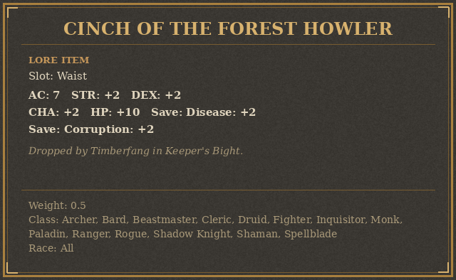 Cinch of the Forest Howler