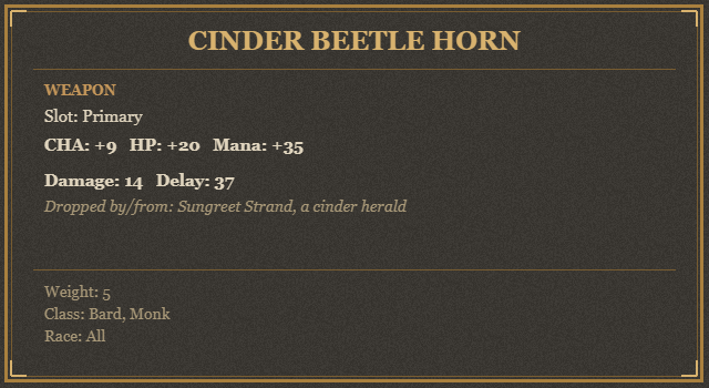 Cinder Beetle Horn