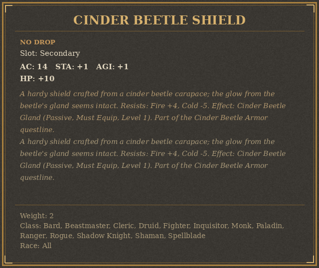 Cinder Beetle Shield