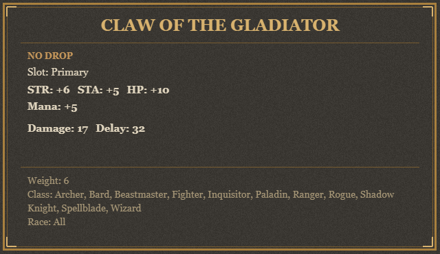 Claw of the Gladiator