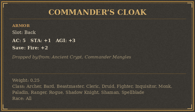 Commander’s Cloak