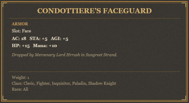 Condottiere’s Faceguard