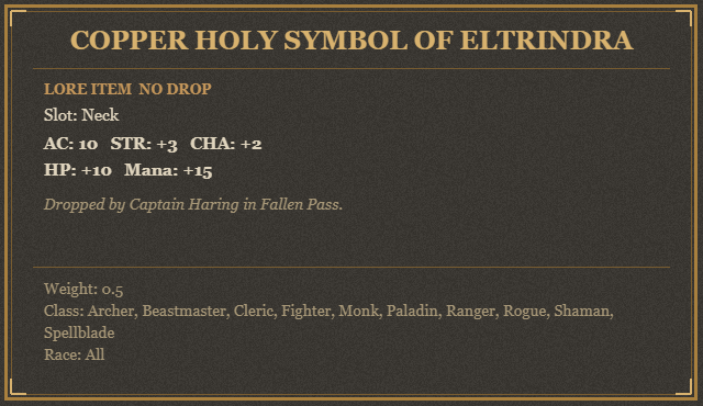 Copper Holy Symbol of Eltrindra