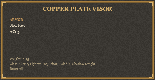 Copper Plate Visor