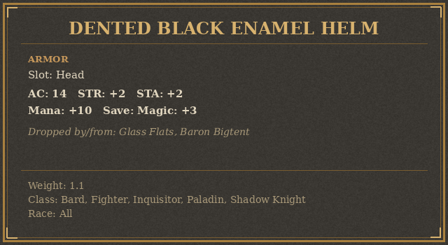 Dented Black Enamel Helm