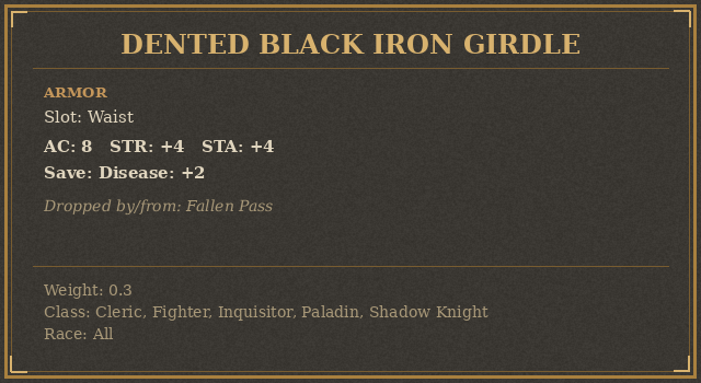 Dented Black Iron Girdle
