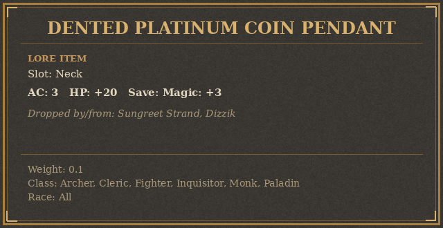 Dented Platinum Coin Pendant
