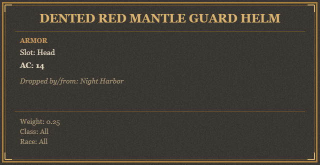 Dented Red Mantle Guard Helm