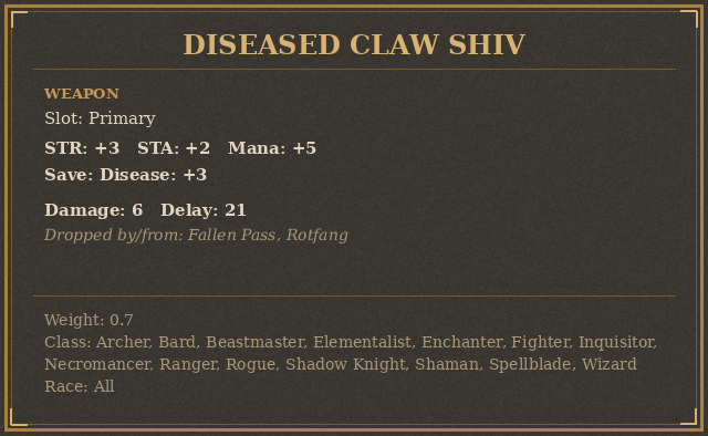 Diseased Claw Shiv