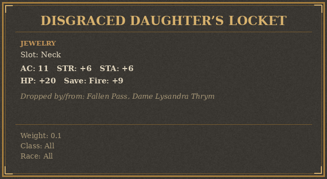 Disgraced Daughter’s Locket