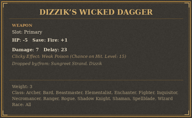 Dizzik’s Wicked Dagger
