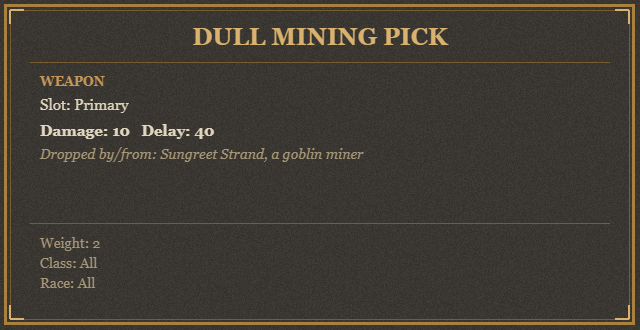 Dull Mining Pick