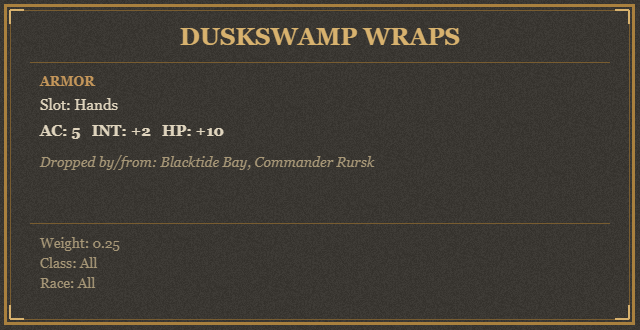 Duskswamp Wraps