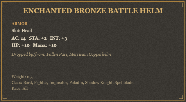 Enchanted Bronze Battle Helm