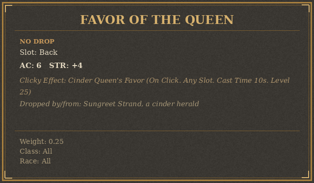 Favor of the Queen