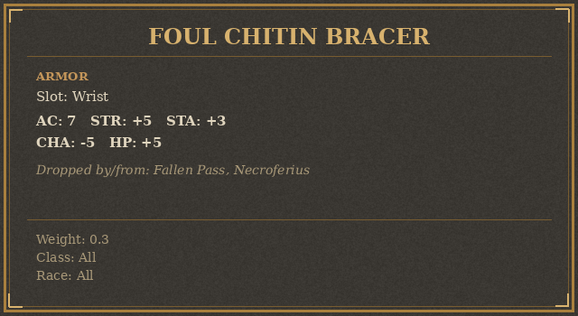 Foul Chitin Bracer