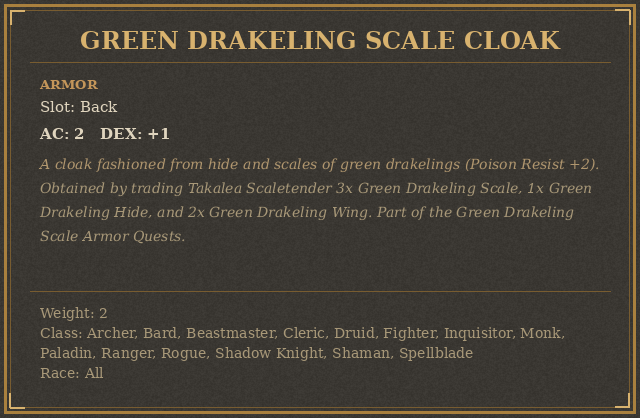 Green Drakeling Scale Cloak
