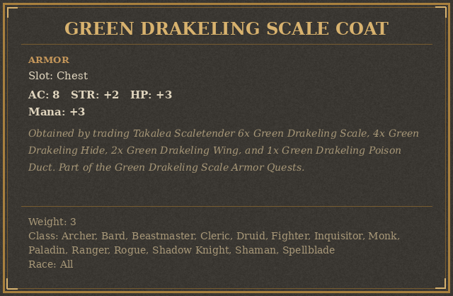 Green Drakeling Scale Coat