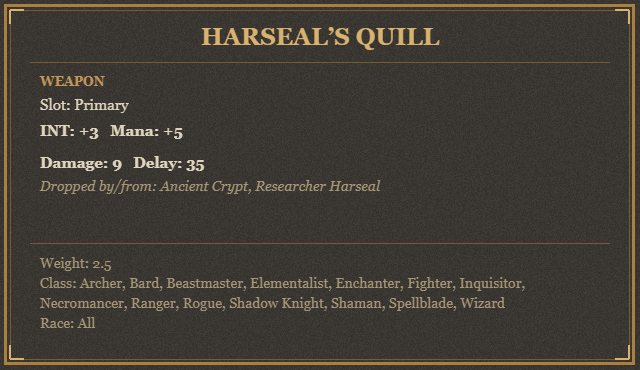 Harseal’s Quill