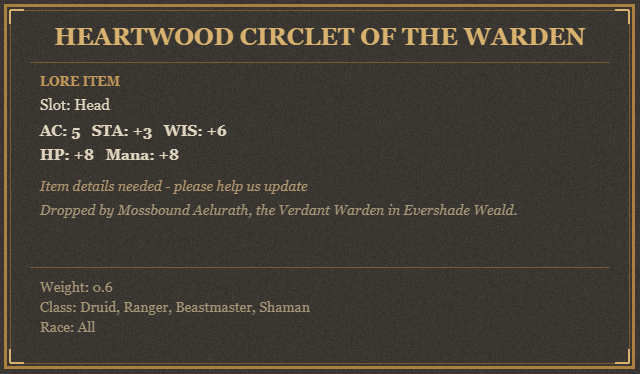 Heartwood Circlet of the Warden