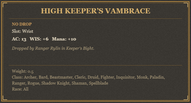 High Keeper’s Vambrace