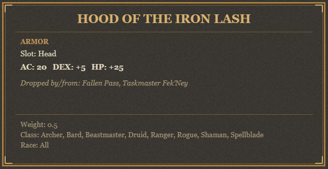 Hood of the Iron Lash