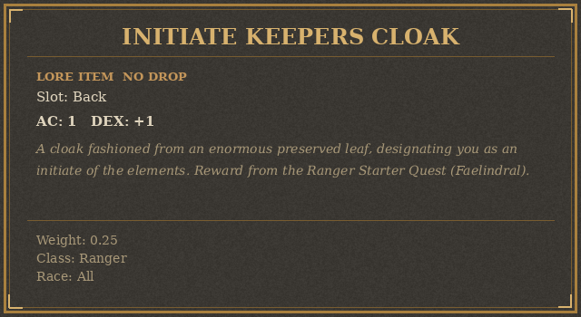 Initiate Keepers Cloak
