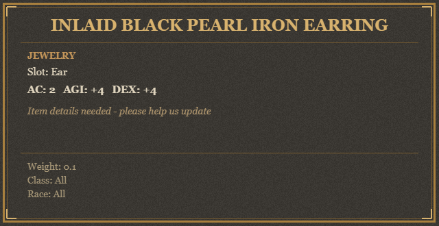 Inlaid Black Pearl Iron Earring