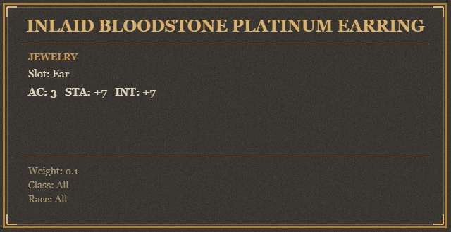 Inlaid Bloodstone Platinum Earring