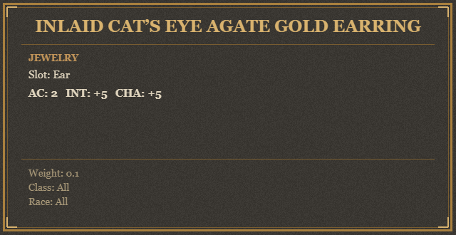 Inlaid Cat’s Eye Agate Gold Earring