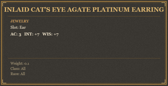 Inlaid Cat’s Eye Agate Platinum Earring