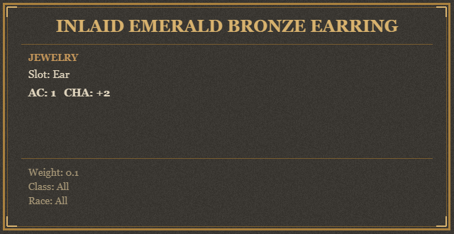 Inlaid Emerald Bronze Earring
