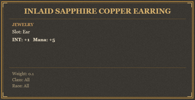 Inlaid Sapphire Copper Earring