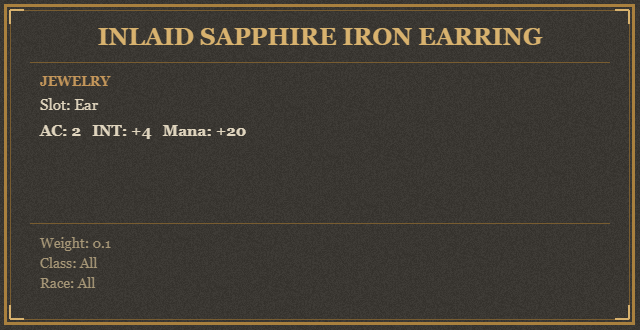Inlaid Sapphire Iron Earring