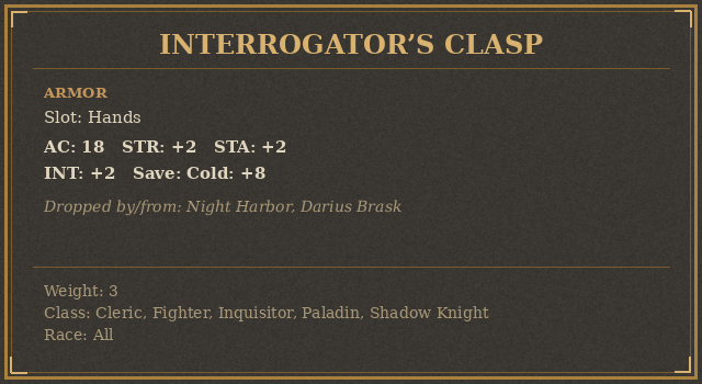 Interrogator’s Clasp