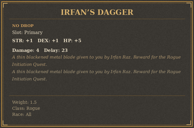 Irfan’s Dagger