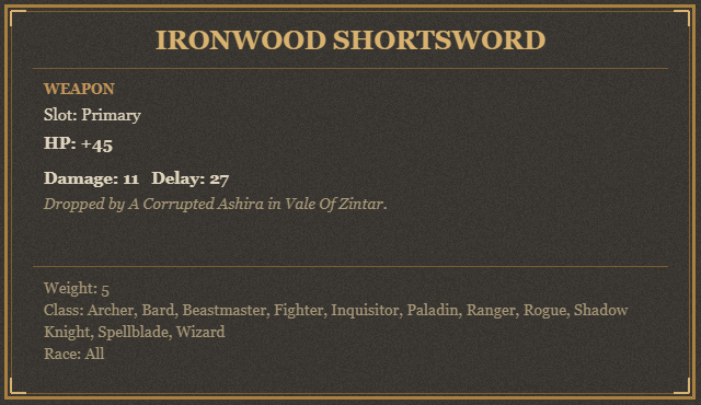 Ironwood Shortsword