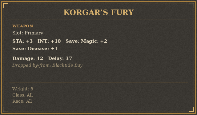 Korgar’s Fury