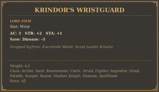 Krindor’s Wristguard