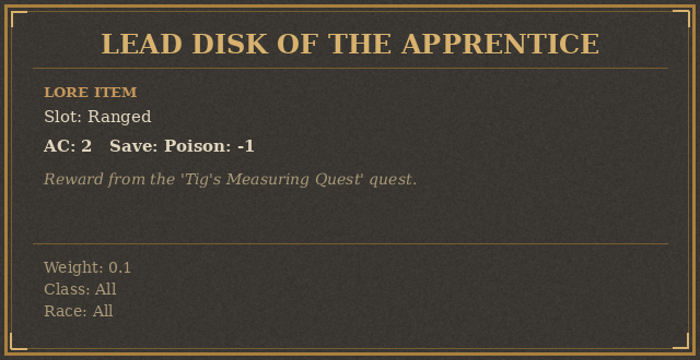 Lead Disk of the Apprentice