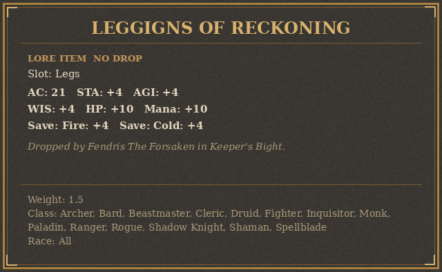 Leggigns of Reckoning