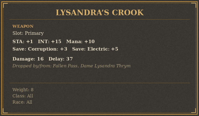 Lysandra’s Crook